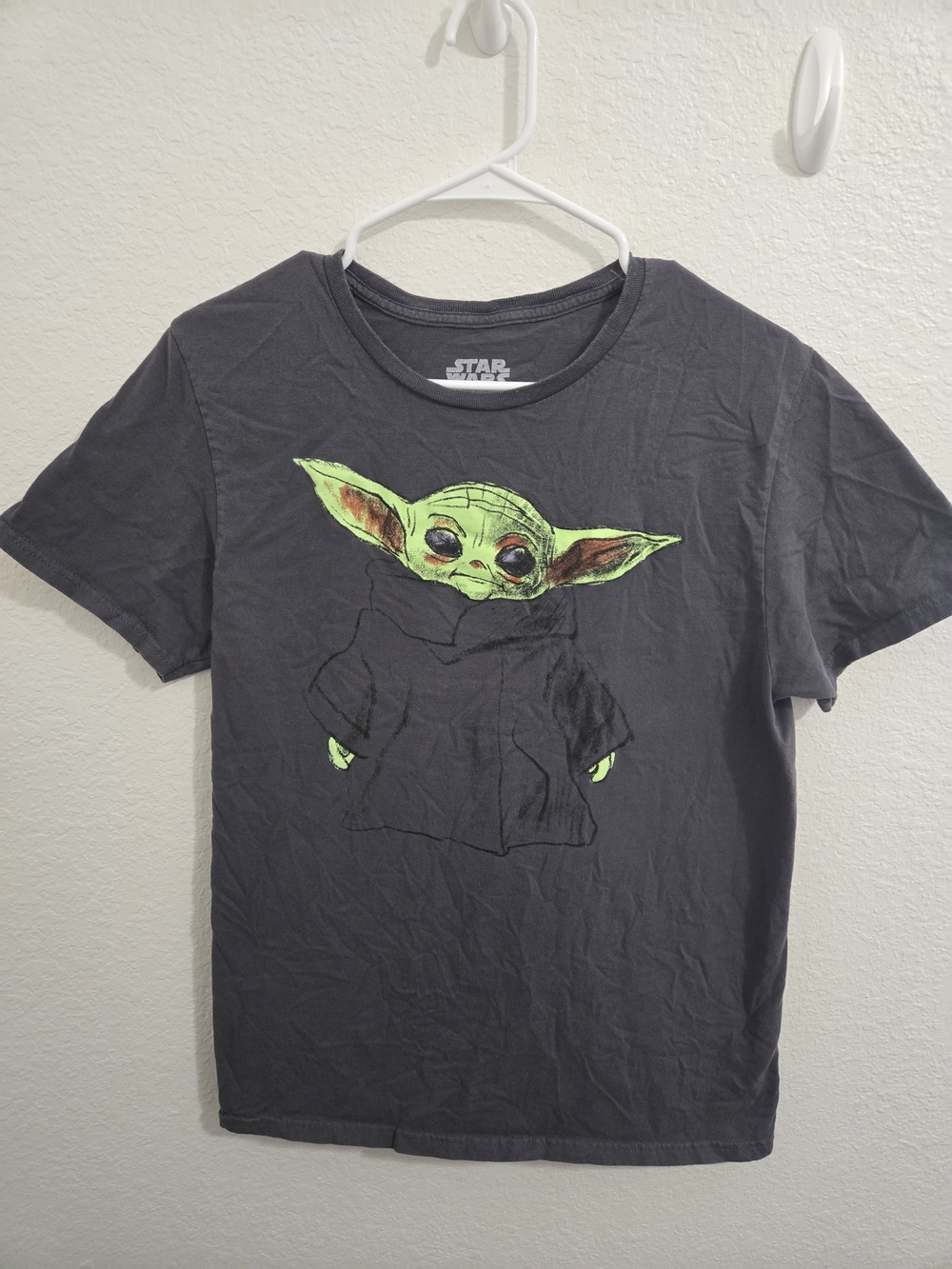 Star Wars Kids Tee with Green Grogu Graphic - Black